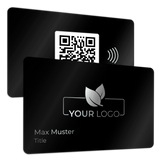 Personaliseerbaar metalen visitekaartje antraciet-zwart (met laser) - Digitaal visitekaartje - NFC - QR-code - EDV-Guru (Guru e.U.)