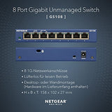 Коммутатор локальной сети NETGEAR GS108GE, 8-портовый сетевой коммутатор (гигабитный коммутатор Plug-and-Play, разветвитель локальной сети, распределитель локальной сети, концентратор Ethernet, безвентиляторный металлический корпус, пожизненная гарантия ProSAFE) - EDV-Guru (Guru e.U.)