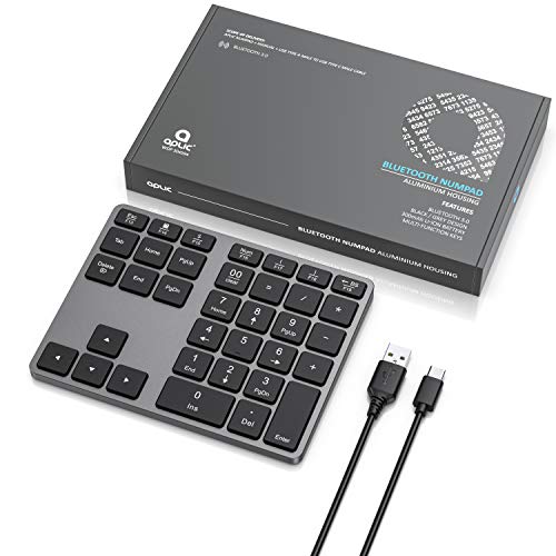 CSL - Bluetooth Numpad - Wireless number pad with multifunctional keys - Keypad aluminum - 35 keys - Bluetooth 3.0 - Wireless - compatible with Apple PC Notebook Tablet Laptop - Windows Android iOS - EDV-Guru (Guru e.U.)