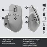 Logitech MX Master 3 Kabellose Maus, Bluetooth und 2.4 GHz Verbindung via USB-Empfänger, 4000 DPI Sensor, Ultra-schnelles Scrollen, Für alle Oberflächen, 7 Tasten, PC/Mac/iPadOS - Hellgrau - EDV-Guru (Guru e.U.)