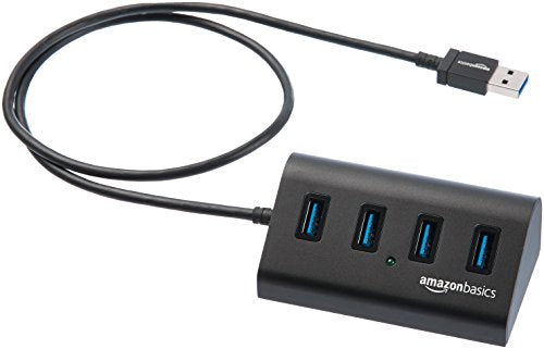 Amazon Basics - USB-Hub, USB 3.1 Typ A, 4-poliger Hub, Aluminium, Schwarz - EDV-Guru (Guru e.U.)