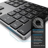 CSL - Bluetooth Numpad - Wireless number pad with multifunctional keys - Keypad aluminum - 35 keys - Bluetooth 3.0 - Wireless - compatible with Apple PC Notebook Tablet Laptop - Windows Android iOS - EDV-Guru (Guru e.U.)