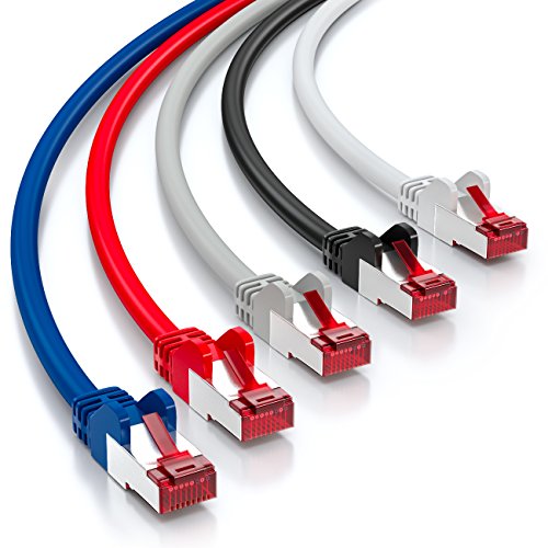 deleyCON 5x 2 м Патч-кабель CAT6 S/FTP Экранирующий PIMF CAT-6 Сетевой кабель RJ45 Ethernet-кабель LAN DSL-коммутатор Маршрутизатор Модем Точка доступа Патч-панели — разноцветные — EDV-Guru (Guru e.U.)