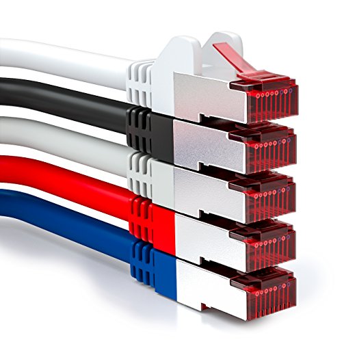 deleyCON 5x 2 м Патч-кабель CAT6 S/FTP Экранирующий PIMF CAT-6 Сетевой кабель RJ45 Ethernet-кабель LAN DSL-коммутатор Маршрутизатор Модем Точка доступа Патч-панели — разноцветные — EDV-Guru (Guru e.U.)