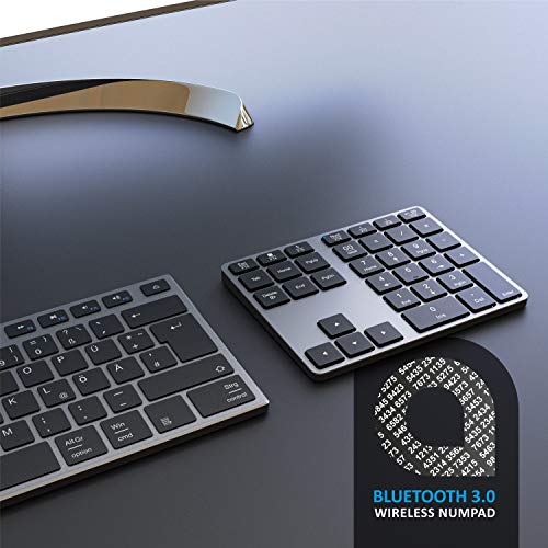 CSL - Bluetooth Numpad - Wireless number pad with multifunctional keys - Keypad aluminum - 35 keys - Bluetooth 3.0 - Wireless - compatible with Apple PC Notebook Tablet Laptop - Windows Android iOS - EDV-Guru (Guru e.U.)