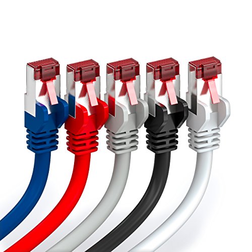 deleyCON 5x 2 м Патч-кабель CAT6 S/FTP Экранирующий PIMF CAT-6 Сетевой кабель RJ45 Ethernet-кабель LAN DSL-коммутатор Маршрутизатор Модем Точка доступа Патч-панели — разноцветные — EDV-Guru (Guru e.U.)