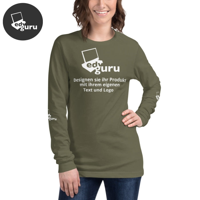Tricou unisex cu maneca lunga verde militar / Xs
